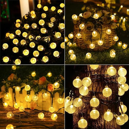 Solar String Lights, Small Crystal Ball ，Outdoor String Light 60 LED 40ft 8 Lighting Modes Waterproof Solar Powered Patio Solar Light for Garden Yard Porch Wedding Party Decor (Warm White)