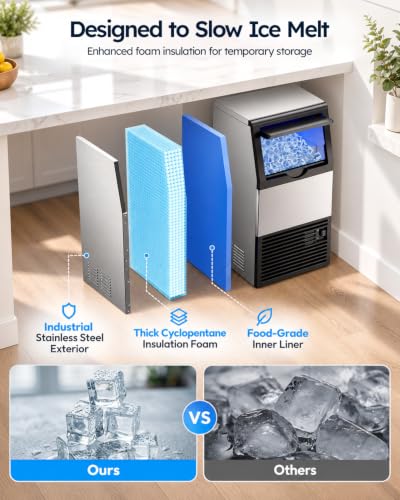 Mojgar Commercial Ice Maker Machine, 120lbs/24H,33lbs Ice Bin,ETL-Certified