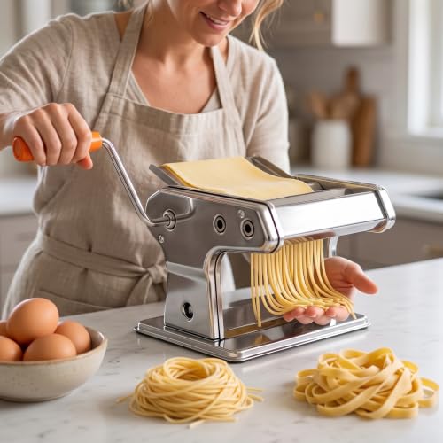 3-in-1 Pasta Maker, 7 Thickness Settings Roller & 2 Cutters Pasta Machin