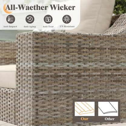 LUXOAK 10-Piece Patio Furniture Set with Storage Tables & Rocking Chairs