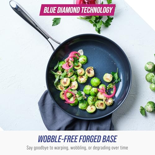 Blue Diamond Cookware Hard Anodized Ceramic Nonstick, 10" Frying Pan Skillet, PFAS-Free, Dishwasher Safe, Oven Safe, Grey