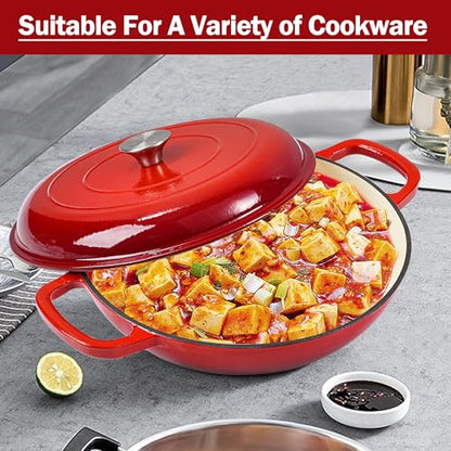 Vivicreate 3.5 Quart Enamel Cast Iron Dutch Oven Pot with Lid – Enameled Cookware for Baking, Roasting, and Braising – Durable Cast Iron Pot for Stove Top and Oven Use
