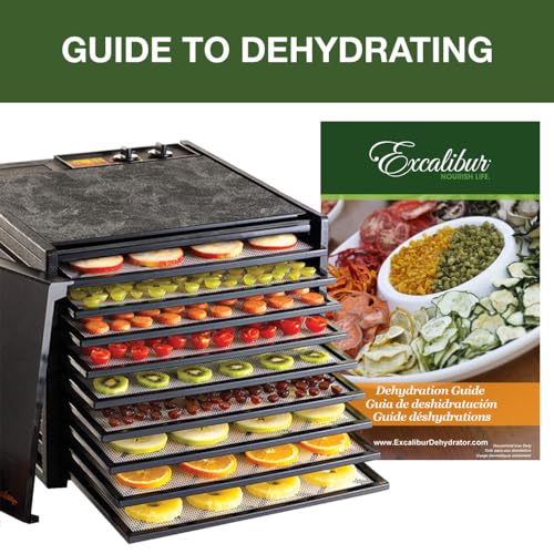 Excalibur Electric Food Dehydrator Machine 9-Tray with 26-Hour Timer, Automatic Shut Off Accurate Temperature Control and Fast Drying with 15 Square Feet of Drying Space, 600-Watts, Black
