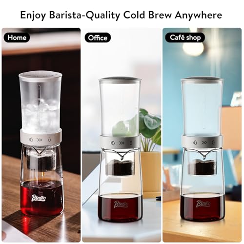 Bincoo Drip Cold Brew Coffee Maker,450ml High Borosilicate Glass Ice Drip Coffee Brewer,Adjustable Dual-Outlet Drip Speed, Constant Pressure Brewing