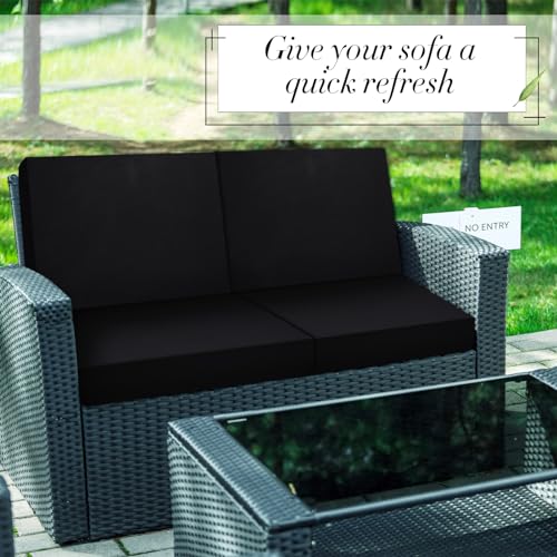 Newwiee 8 Pcs Stretch Patio Outdoor Cushion Covers Replacement,Black