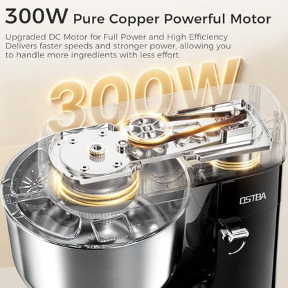 OSTBA Stand Mixer, 6 Speed Tilt-Head Electric Kitchen Mixer with 6.3QT Bowl
