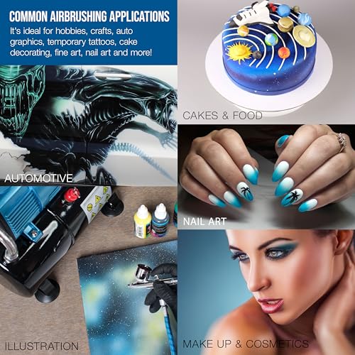 Master Airbrush G233 Performance Pro Airbrush Kit with 3 Nozzle Sets (0.2, 0.3 & 0.5mm Needles, Fluid Tips & Air Caps), Gravity Dual Action - Air Brush Guns for Painting, Aerografo Body Art & Cake