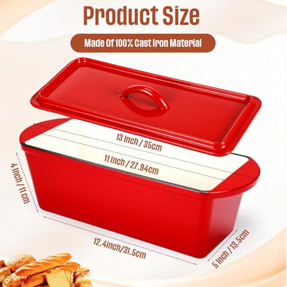 Teenyyou Enamelled Cast Iron Dutch Oven Pot with Lid 4QT Heavy Duty Cast Iron Bread Pan with Dual Handles Nonstick Enameled Cookware for Sourdough Bread Baking Roasting Stewing Braising Frying, Red