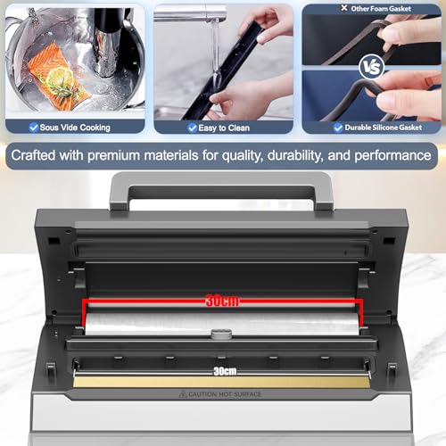 Upgraded Precision Fast-Vacuum Sealer, LIWUNON Commercial Full Automatic Food Vacuum Sealer Machine, Double Heat Seal, Built-in Cutter&Bag Storage, Powerful Food Vacuum Saver, 2 Bag Rolls&hose
