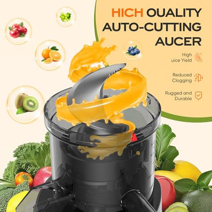 Juicer Machines, Cold Press Juicer for Leafy Greens, Fruits & Vegetables, 150W Slow Masticating Juicers, High Juice Yield, Easy to Clean