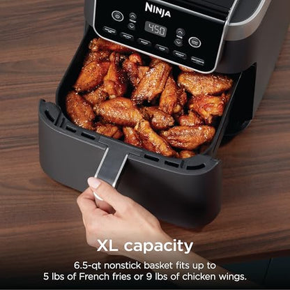 Ninja XL Air Fryer with MaxCrisp | 6.5 QT Capacity | 6-in-1 Max Crisp, Air Fry, Roast, Bake, Reheat & Dehydrate | 450°F Temp | 1750 Watts | Nonstick Basket, Crisper Plate & Recipe Guide | Grey | AF181
