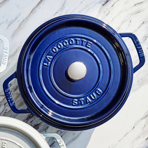 Staub Cast Iron 4-qt Round Cocotte - Dark Blue