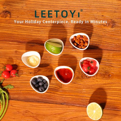 LEETOYI Mini Ceramic Ramekins Souffle Dishes 1.5 OZ, Small Dipping Bowls, Sauce Dip Bowls for Kitchen Serving Sauce Condiments, Oven & Microwave Safe, Set of 6, White