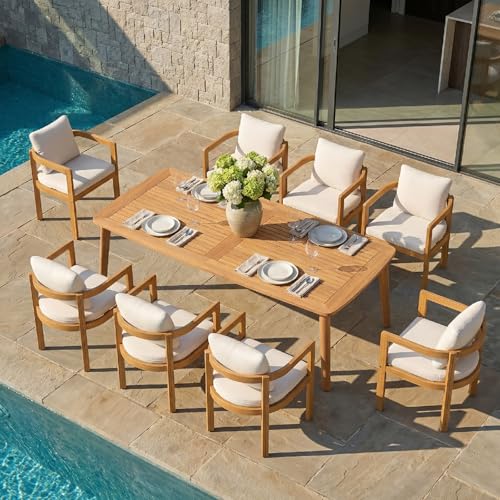 SUNSITT 9-Piece Outdoor Patio Dining Set w/82'' Patio Dining Table