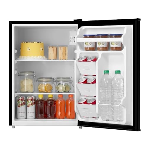Emerson CR2700B-A Compact Refrigerator 2.7 Cu Ft, ENERGY STAR Mini Fridge with Adjustable Thermostat, Reversible Door, Glass Shelves, Manual Defrost, Black