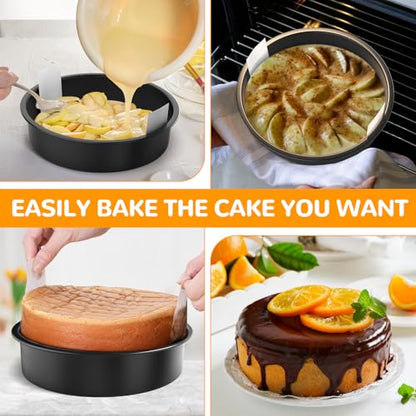 AltarreT 8 Inch Round Cake Pan Set of 3, Nonstick Baking Pans with 100PCS Parchment Paper, Dishwasher Safe