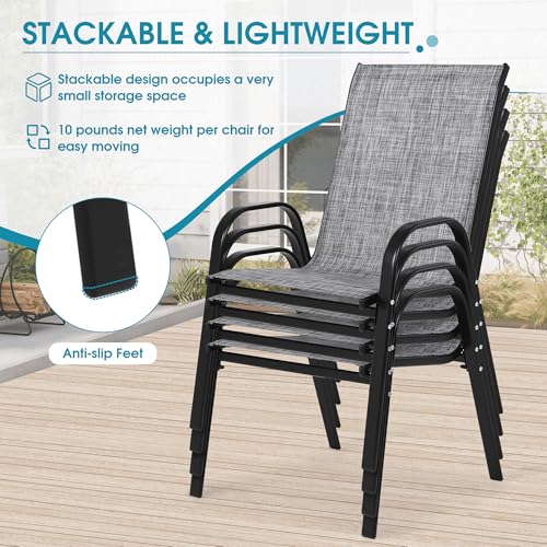 Villeston 5 Piece Patio Dining Set with Wider 24.4" Stackable Chairs