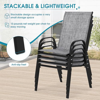 Villeston 5 Piece Patio Dining Set with Wider 24.4" Stackable Chairs