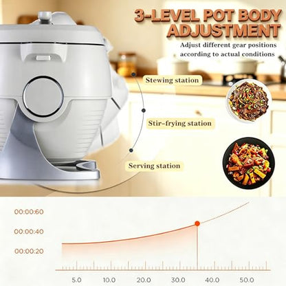 pealiritansemen Electric Automatic Stir Fry Machine 2000W 6L – Hands-Free Smart Wok with 360° Rotating Pot, Non-Stick Auto Cooking Robot, Multiple Preset Programs, Tilting Pot Body for Easy Serving