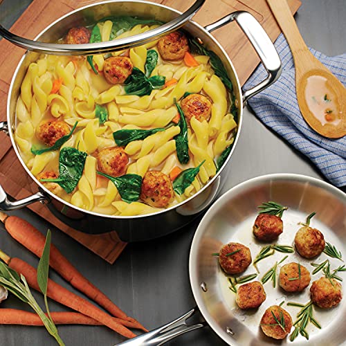 Tramontina Tri-Ply Clad Stainless Steel 10-Piece Cookware Set with Glass Lids, Pots and Pans Kitchen Set, Induction-Ready, Dishwasher-Safe, NSF-Certified