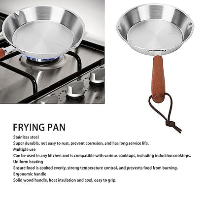 Hapivida Mini Stainless Steel Frying Pan, 6in/16cm Skillet Non Stick Egg Pan Gas Cooktops Induction Cooking Pan