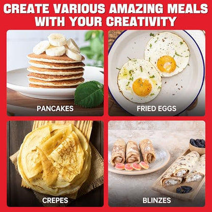 SugarWhisk Crepe Maker Electric, Crepe Pan 12 Inch with 5 X 4” Silicone Molds, Pancake Maker Machine for Pancakes & Tortilla & Fried Eggs, Batter Spreader & Spatula Included, White