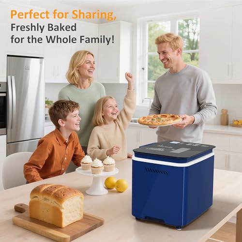 Sunvivi 2.2LB Bread Maker Machine, 20 -in-1 Automatic Bread Machine with Non-stick Ceramic Pan, 3 Crust Color, Digital Touch Panel, 15H Timer & 1H Keep Warm, Low Noise, Beginner-Friendly Recipes