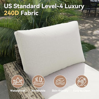 Aoxun Luxury 13 Piece Patio Furniture Set with Fire Pit Table, Beige