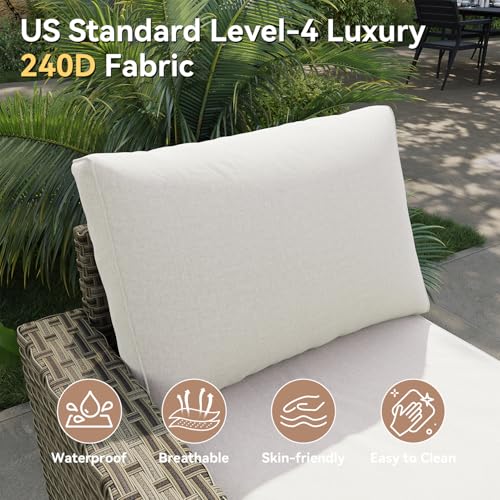 LazySunsets Luxury 13 Piece Patio Furniture Set with Fire Pit Table, Beige