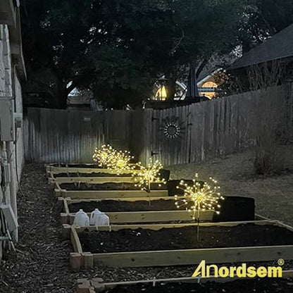 Anordsem Solar Lights Outdoor Decorative: Bendable Copper Wire with 120 LED Firework Beads - Waterproof 2 Warm Lighting Modes Yard Garden Patio - Christmas Gifts for Homeowner Over 30