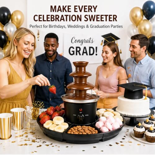 Chocolate Fountain Machine,120V Electric 3-Tiers Chocolate Melting Machine,1 lb Digital Chocolate Heating Fondue Fountain Machine for Weddings,Birthdays,Graduation Parties (Black 3 Tiers)