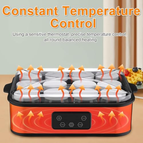 Automatic Yogurt Maker 12 180ml Jars Digital Yogurt Maker Machine Adjustable Temperature 48H Time Control for Fresh Homemade Yogurt Dessert, Led Display Multi-Function 2160ml Electric Yogurt Machine