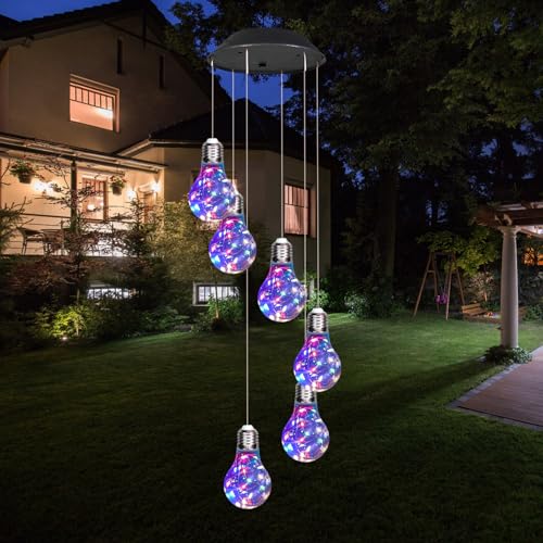 Solar Outdoor Lights Hanging Wind Chimes Bulb 4th of July Decorations Garden Lights LED Waterproof Solar Security Light Yard Decor Led Light Cool Stuff Fourth of July Decorations Birthday Gifts