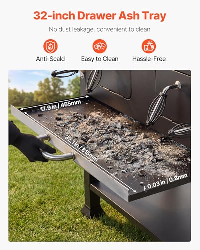VEVOR Charcoal Grill, 780 sq.in. Extra-Large Charcoal Barbecue Grill with 2 Liftable Charcoal Trays & Folding Side Tables, High-Temp Powder-Coated Steel BBQ Cooking Grills for Patio Backyard Parties