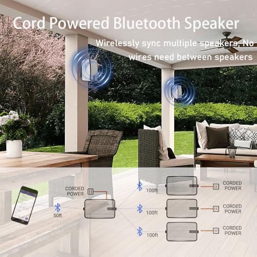 MWAU Outdoor Bluetooth Speakers 400w for Garage, Patio, Porch, Gazebo, Soffit, Entertainment Room. Wall Mount Speaker, Wireless Sync Up to 100 Speakers, IPX5 Waterproof (2 Pcs)