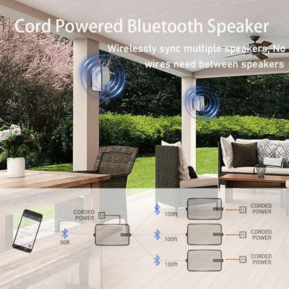 MWAU Outdoor Bluetooth Speakers 400w for Garage, Patio, Porch, Gazebo, Soffit, Entertainment Room. Wall Mount Speaker, Wireless Sync Up to 100 Speakers, IPX5 Waterproof (2 Pcs)