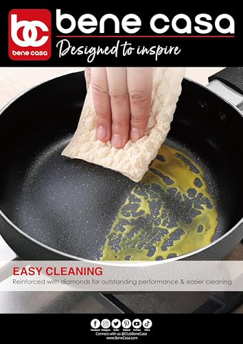 Bene Casa - Black Nonstick Aluminum Frying Pan with Glass Lid (6") - Dishwasher Safe for Easy Cleaning