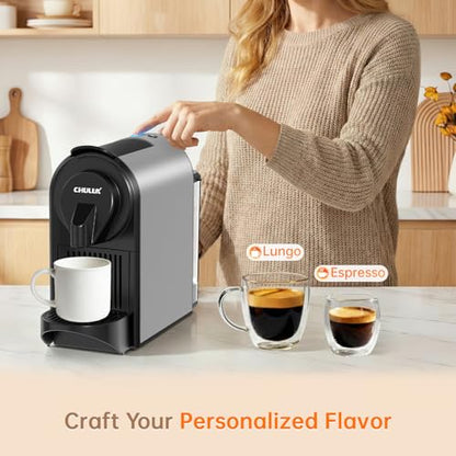 CHULUX Upgrade Bafè-Pro Espresso Coffee Maker for Nes Original Pods, Compact Espresso Machine for Small Space, 20 Bar Fast Extraction, Gray