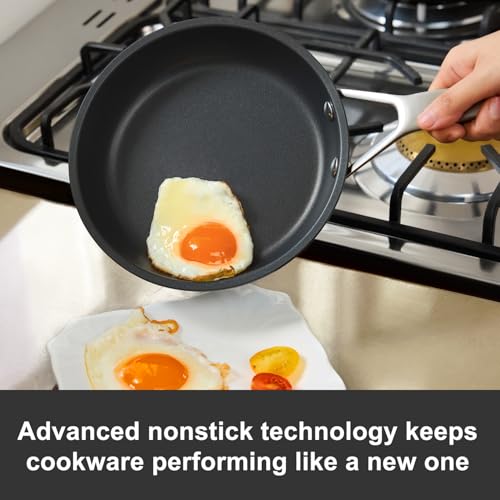 MsMk 7 inch Small Frying Pan Skillet, Carbonize also Non-Stick Saute Pans, PFAS & PFOA Free Non-Toxic, Scratch-resistant, for Induction, Ceramic and Gas Cooktops All Stovetops, Dishwasher & Oven Safe