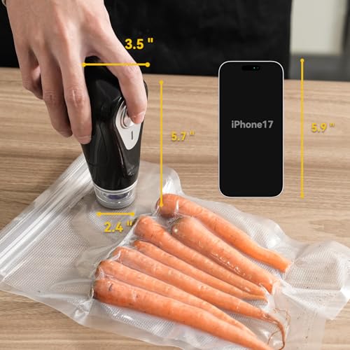 Vesta Precision Handheld Vacuum Sealer, Powerful Compact Vacuum Sealer for Food Save, Portable & Rechargeable Design Food Sealer for Seal Meal Saver, Works with valved Bags, Zipper Bags and Containers