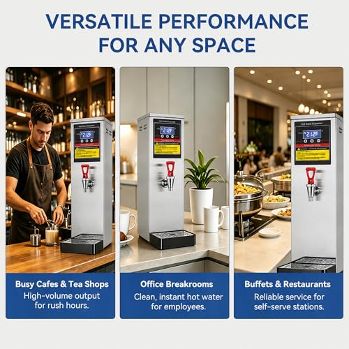 Commercial Hot Water Dispenser Countertop Water Boiler, 1600W 30L | 8GAL per Hour, Instant Hot Water Machine, Step-heating & 86-212°F Temperature Control, For Boba Tea Shop, Cafe, Office