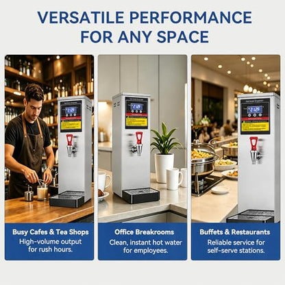 Commercial Hot Water Dispenser Countertop Water Boiler, 1600W 30L | 8GAL per Hour, Instant Hot Water Machine, Step-heating & 86-212°F Temperature Control, For Boba Tea Shop, Cafe, Office
