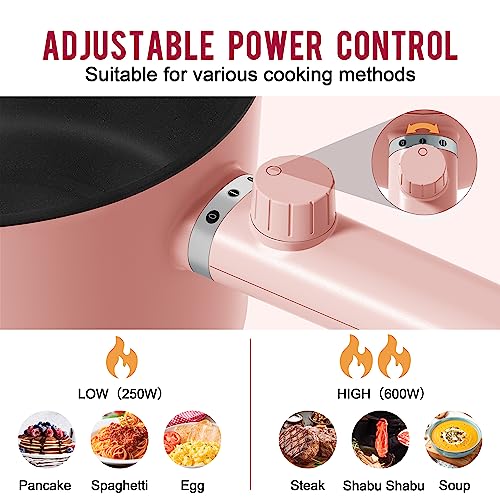Topwit 1.5L Hot Pot Electric, Portable Ramen Cooker, Non-Stick Frying Pan