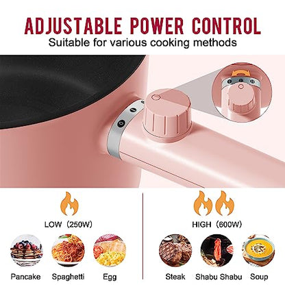 Topwit 1.5L Hot Pot Electric, Portable Ramen Cooker, Non-Stick Frying Pan