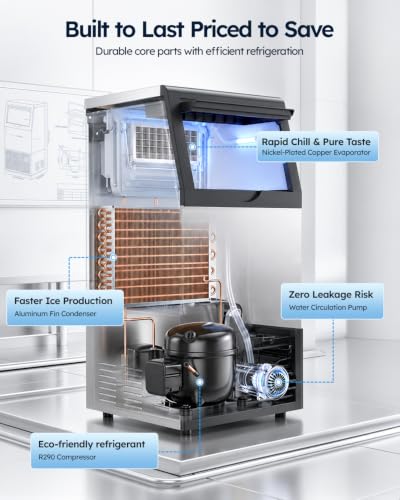 Mojgar Commercial Ice Maker Machine, 120lbs/24H,33lbs Ice Bin,ETL-Certified