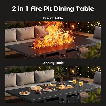 BALI OUTDOORS Propane Fire Pit Patio Outdoor Fire Pit Table Large Firepits for Outside Black
