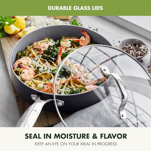 GreenPan Valencia Pro Ceramic Nonstick 13 Piece Cookware Set, Hard Anodized PFAS-Free Pots & Pans, Induction Ready, Compatible on All Cooktops, Dishwasher Safe, Oven Safe to 600F, Gray