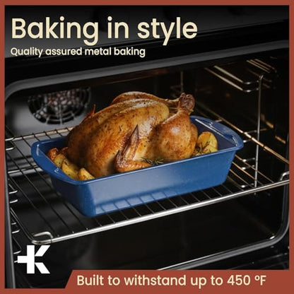 Nonstick Loaf Pan Set Pack of 4, Carbon Steel 11" Large Baking Bread Pan, Oven Safe Up to 450°F, PFOA, PFOS, PTFE Free, Space Saving Stackable Design, Stain Resistant, Dishwasher Friendly, Blue Marble