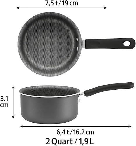 1-Quart Non-Stick Sauce Pan with Stay-Cool Handle, Gray, Steel, Even Heat Distribution, Easy-Clean Coating