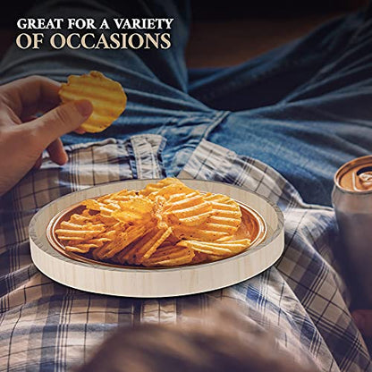 Wooden Round Trays for Serving - Five Piece Nested Breakfast Tray - Wood Crafts Trays for Organizing & Catering
